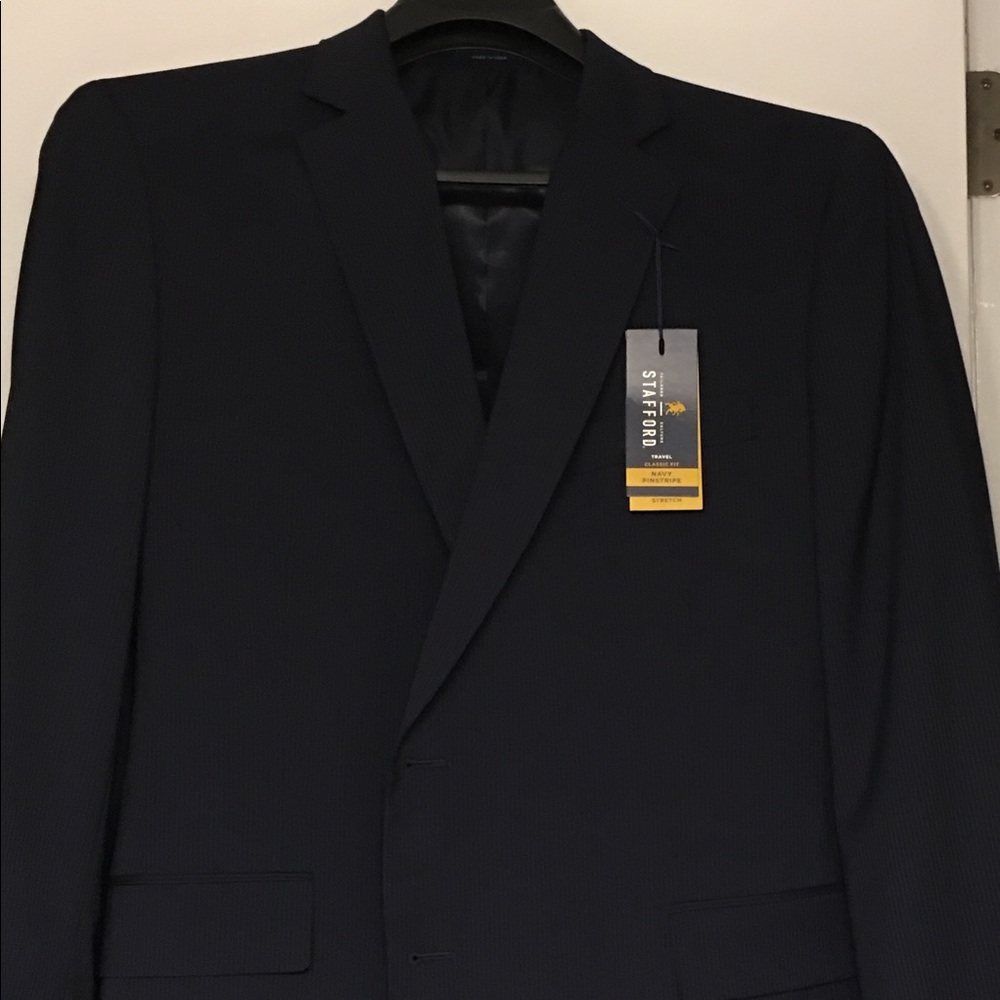 Stafford Navy Pinstripe Jacket 48R